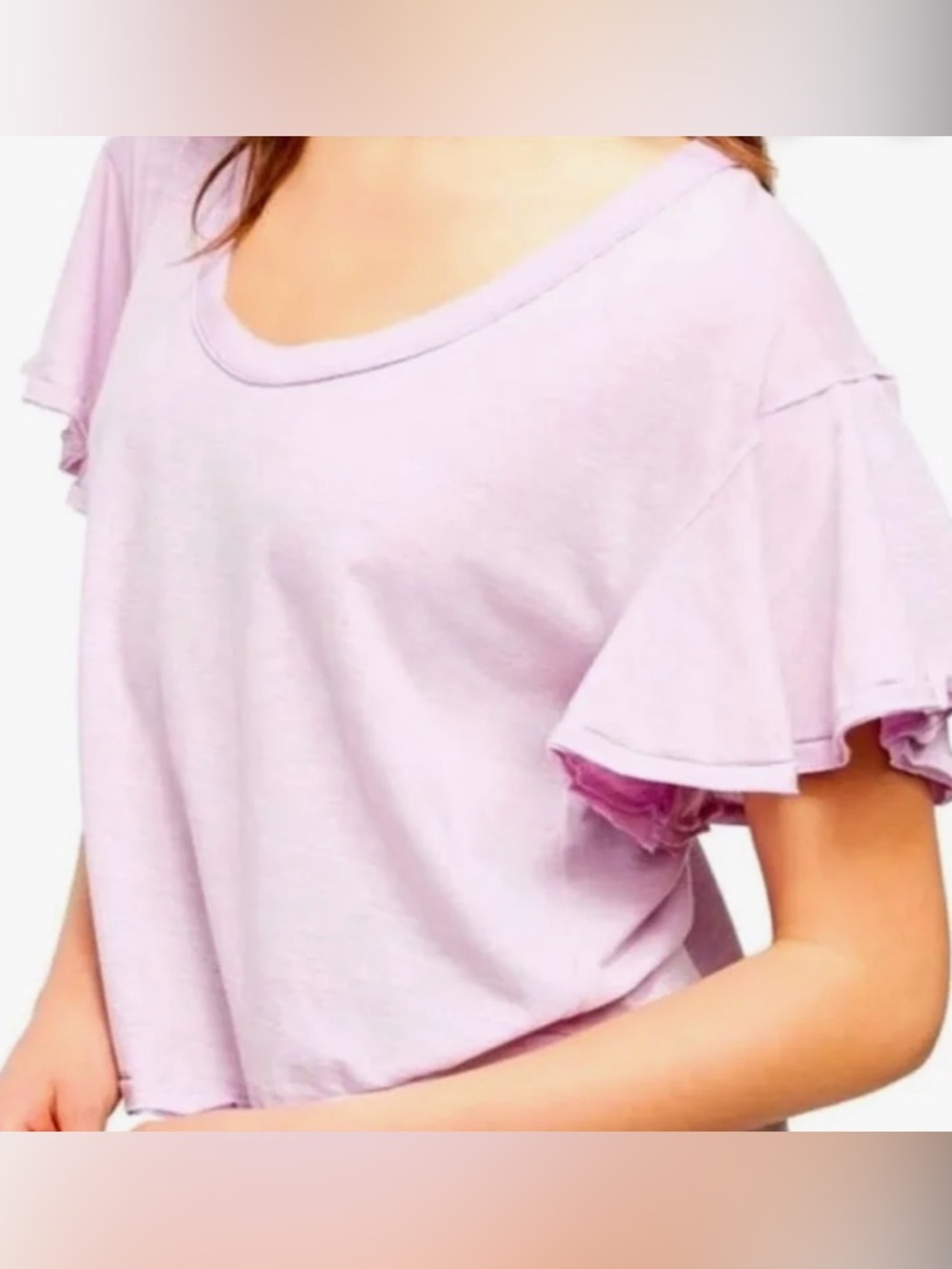 We The Free Lavender Short Sleeve Scoop Neck Top